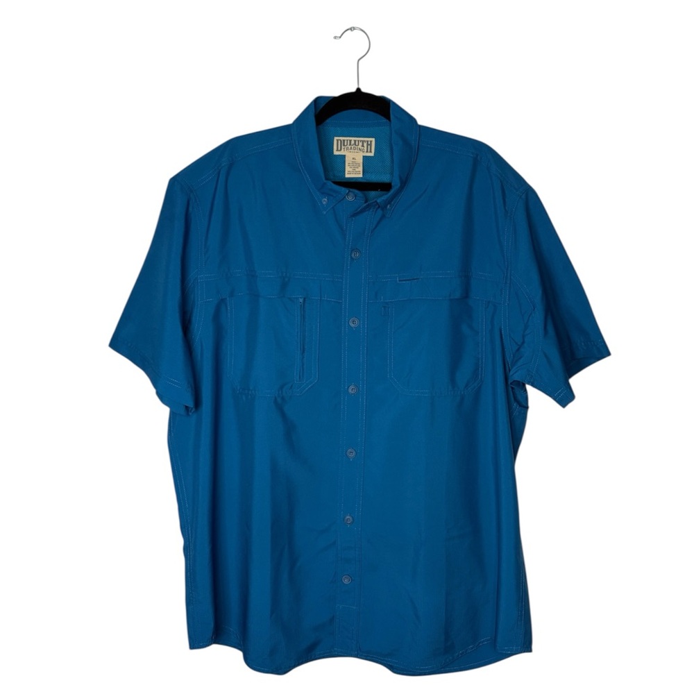 Duluth Mens' Short Sleeve Blue Vented Wicking Vented shirt.hiking,fishing,boat